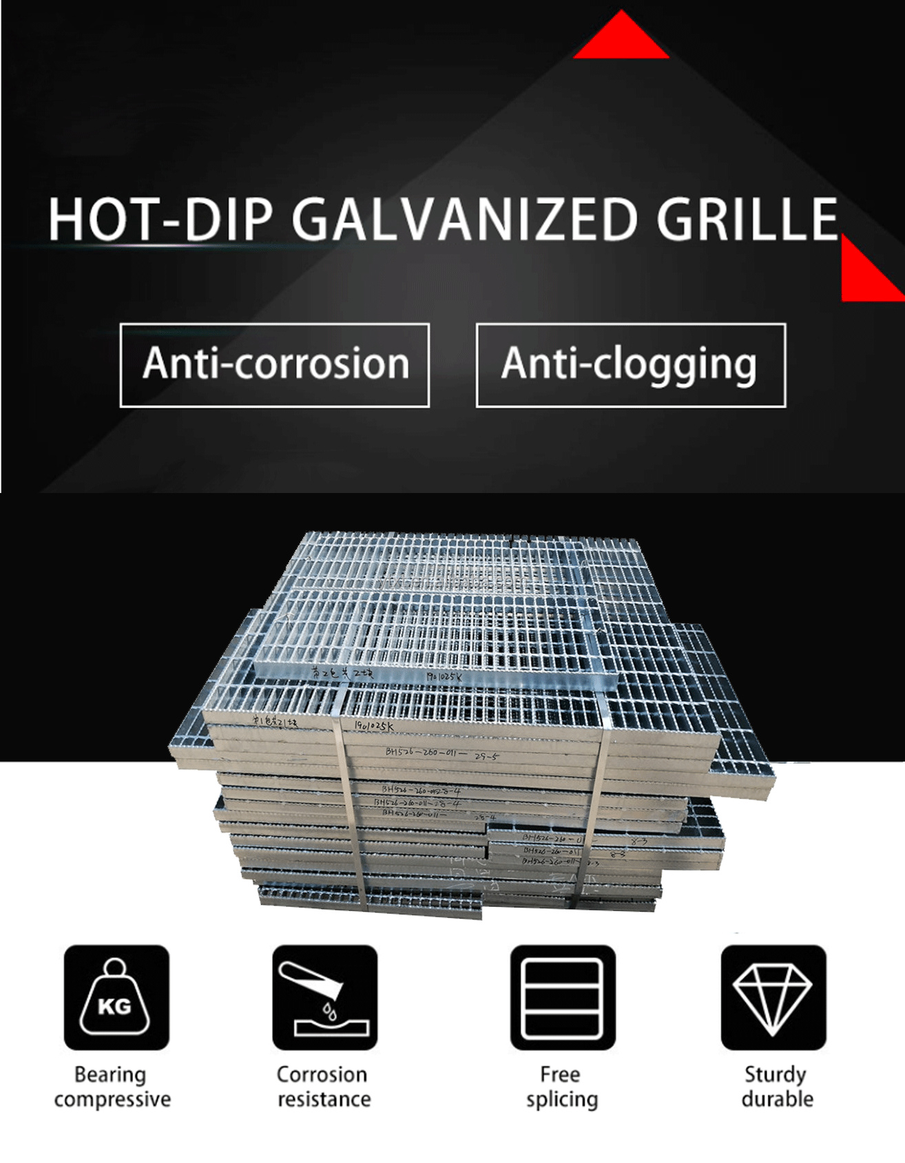 32*5 galvanized steel drain grate for garage drainage channel 32*5mm hot dip galvanized steel bar grating